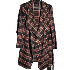 Active USA flannel short duster jacket, plaid has à belt,